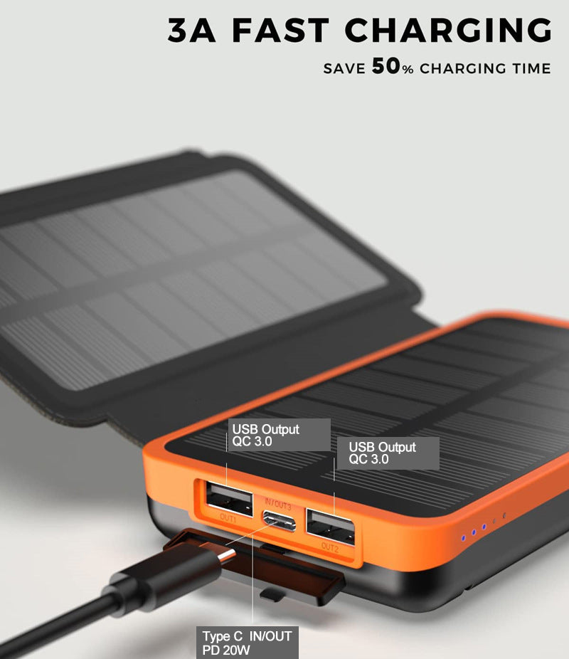 FenX Solar Powerbank 10.000mAh – Draagbare Zonne-energie Oplader